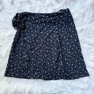Brandy Melville Navy Floral Rose Tie Wrap Mini Skirt Cottagecore OS